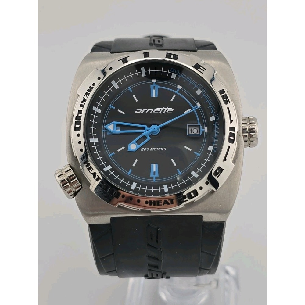 Arnette Mens Quartz Dive Style Watch 43mm Black Dial Date AR 02403 - New Battery